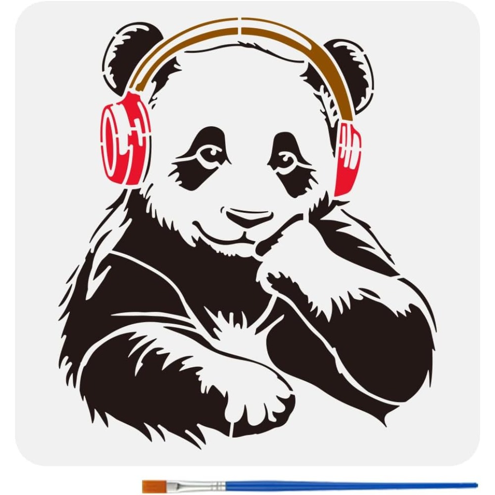 Paint Brush - Panda Stencil with a Paint Brush