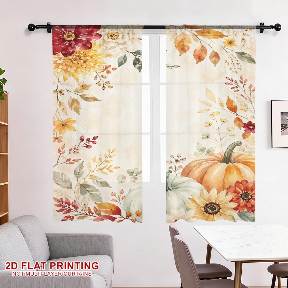 2PCS Thanksgiving Fall Sheer C - đánh giá và giá Curtain Rods