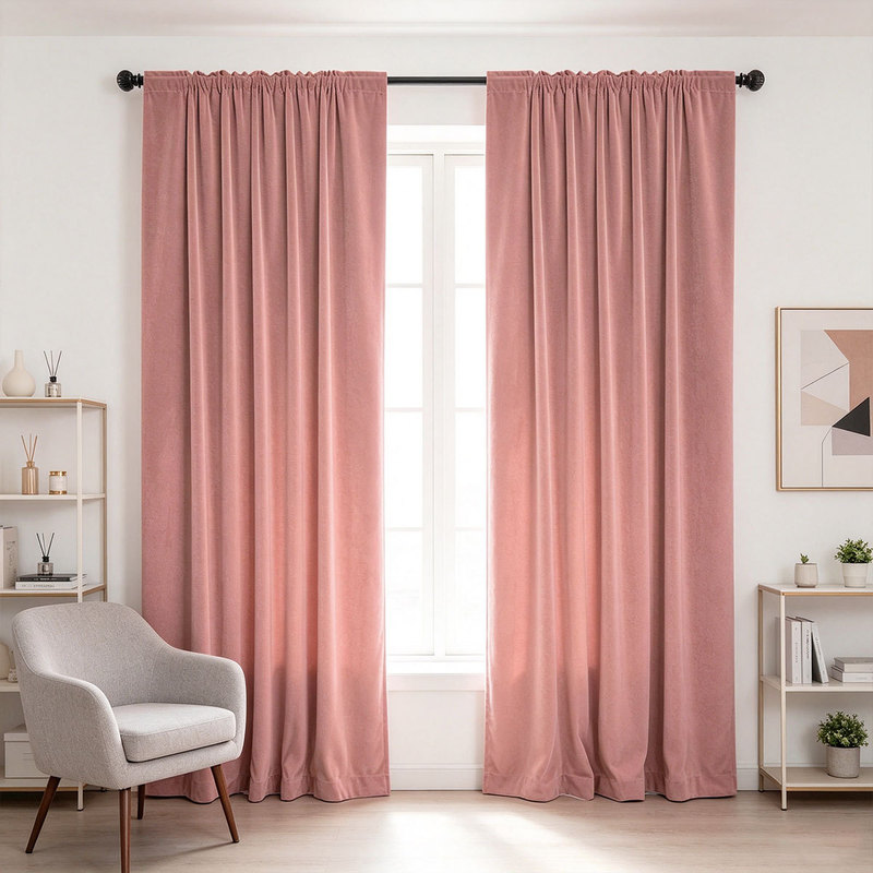 2pcs Solid Velvet Rod Pocket C - đánh giá và giá Curtain Rods