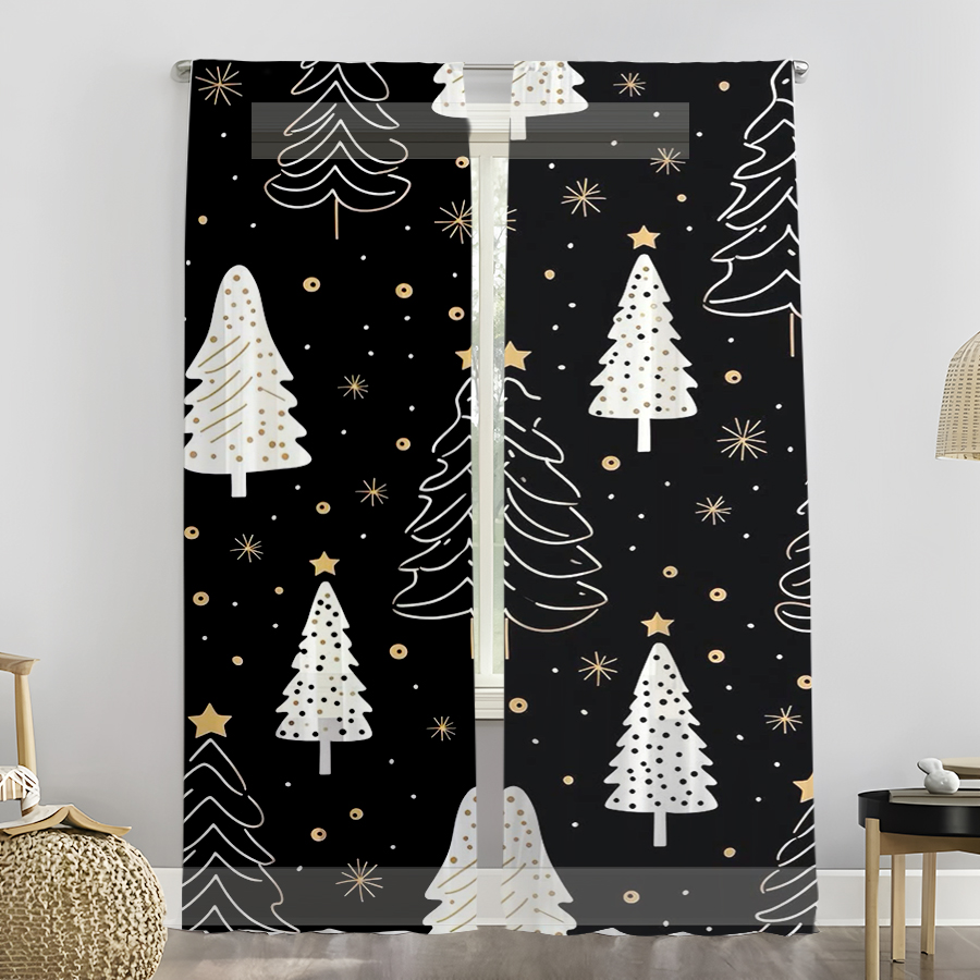 2PCS Christmas Curtains, Black - đánh giá và giá Curtain Rods
